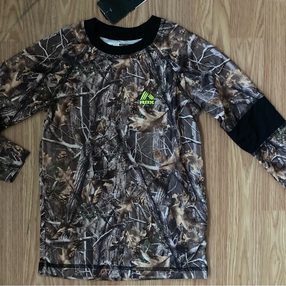 RBX Brown Camo Long Sleeve Kids Tee size 4